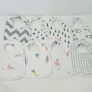 Zainpe Baby Girls 8 Piece Snap Muslin Cotton Absorbent & Soft Feeding Bibs 2493